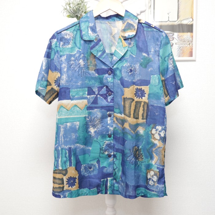 Silk Shirt&Skirt Set Up Blue | Vintage.City 古着屋、古着コーデ情報を発信
