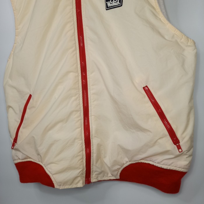 90s　ウールリッチ　スタンドカラー　ナイロンベスト　ロゴ　裏フリース　ホワイト　M | Vintage.City 古着屋、古着コーデ情報を発信