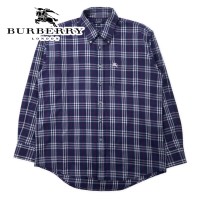 BURBERRY オールド ノバチェック ボタンダウンシャツ L ネイビー コットン ワンポイントロゴ刺繍 | Vintage.City 古着屋、古着コーデ情報を発信