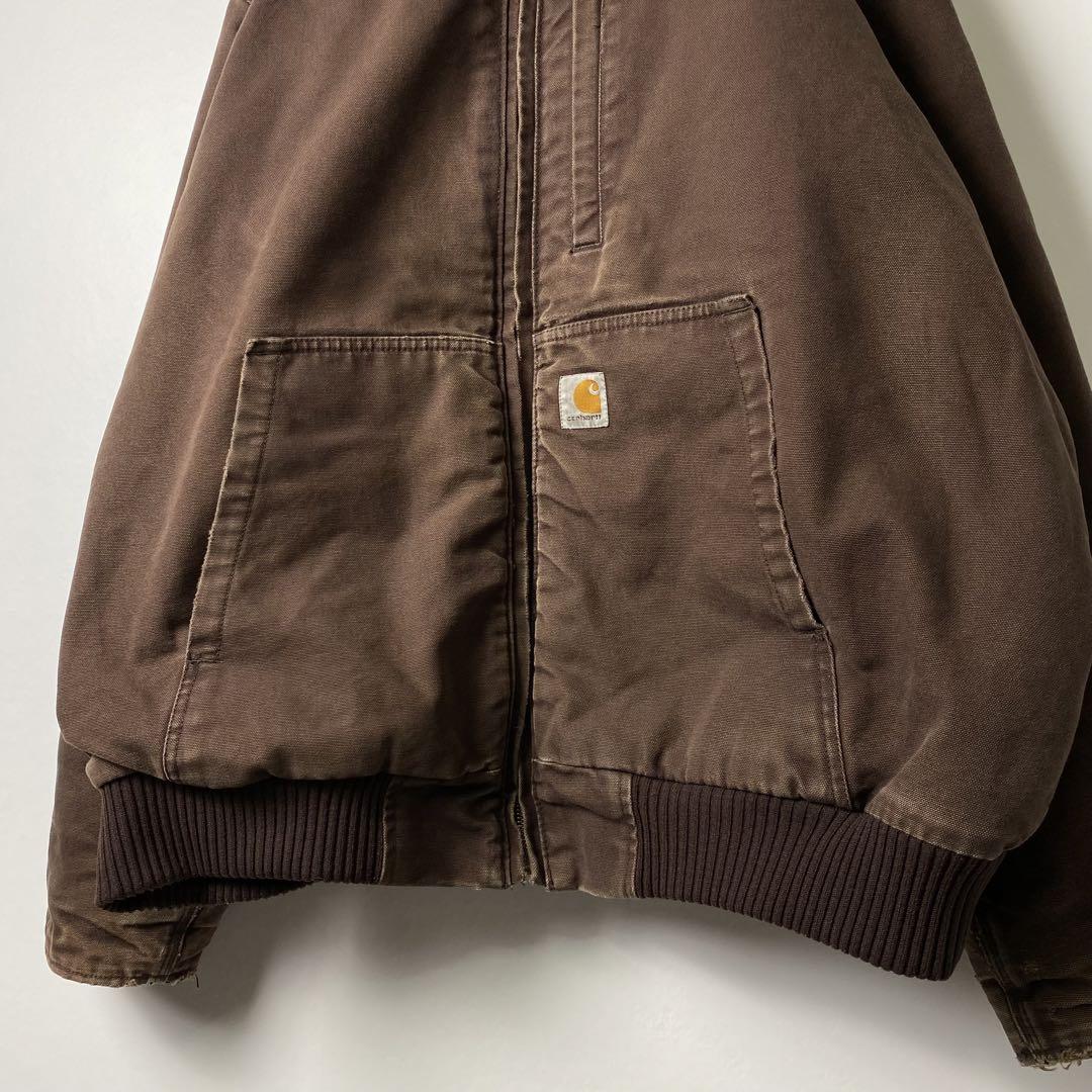 古着雑貨シャンヴルCarhartt 革ロゴ トラディショナルジャケット 黒 XL S1011