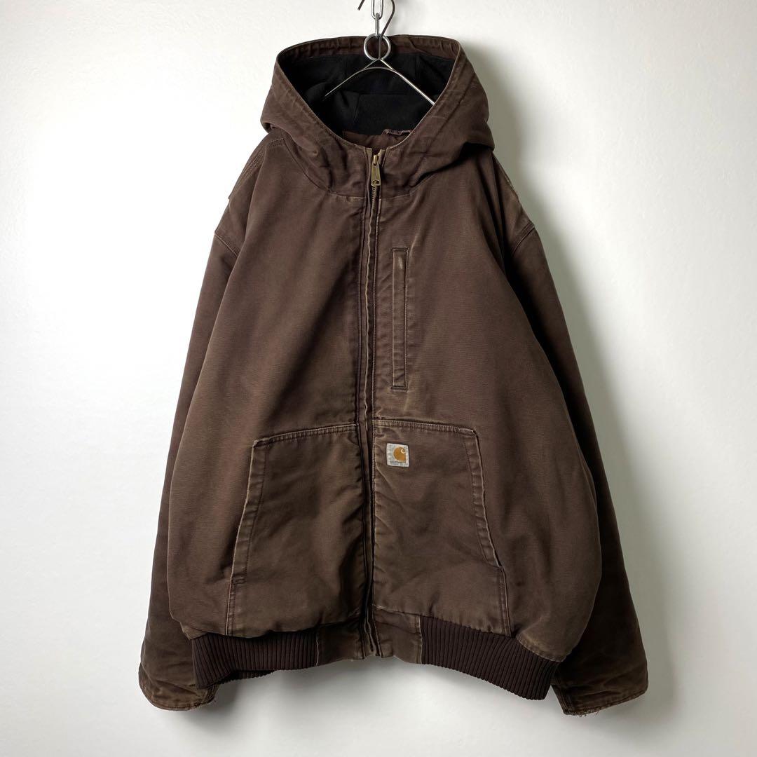 古着雑貨シャンヴルCarhartt 革ロゴ トラディショナルジャケット 黒 XL S1011