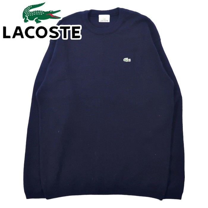 LACOSTE ハイゲージ ニット セーター 4 ネイビー ウール ワンポイントロゴ | Vintage.City 古着屋、古着コーデ情報を発信