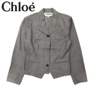 Chloe PARIS テーラードジャケット 40 グレー グレンチェック ウール オールド | Vintage.City 빈티지숍, 빈티지 코디 정보