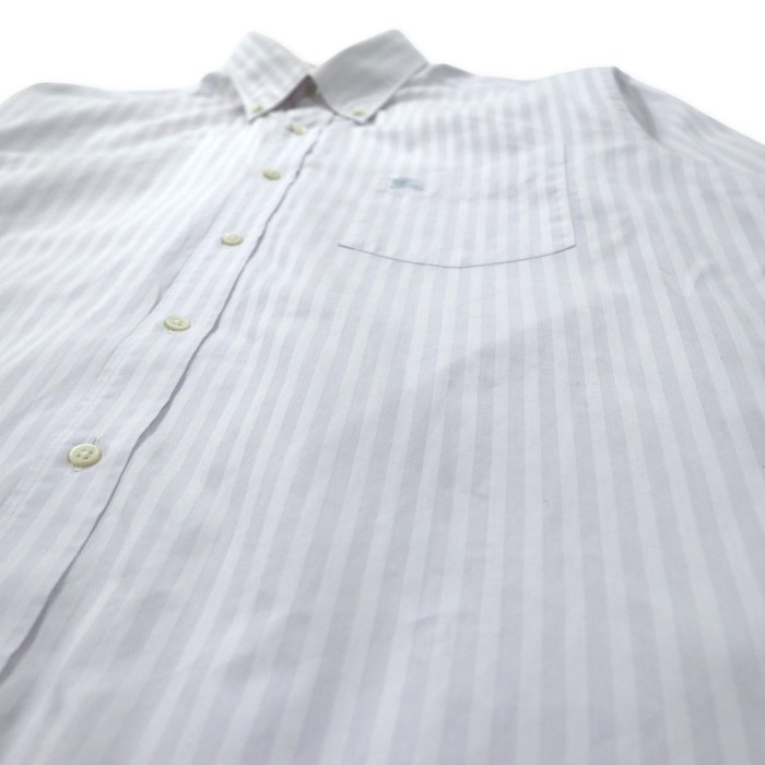BURBERRY ボタンダウン ドレスシャツ L ホワイト ストライプ コットン ワンポイントロゴ刺繍 日本製 | Vintage.City 古着屋、古着コーデ情報を発信