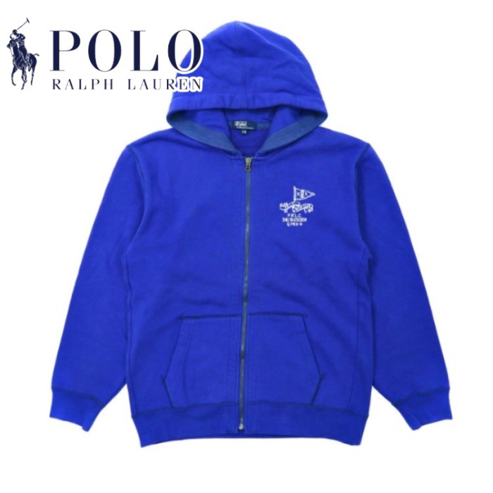 Polo by Ralph Lauren ジップパーカー 170 ブルー コットン P.R.L.C. YACHT CLUB 刺繍 | Vintage.City 빈티지숍, 빈티지 코디 정보
