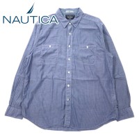 NAUTICA ワークシャツ XL ブルー ストライプ コットン SLIM FIT | Vintage.City 古着屋、古着コーデ情報を発信