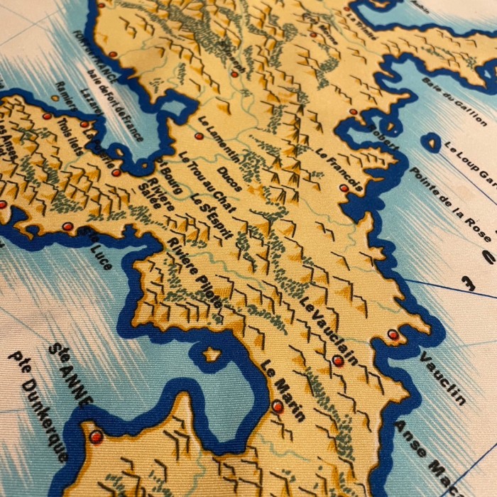unknown スカーフ　レトロ　フランス領　カリブ海　マルティニーク島　地図柄　約71×71cm  C548 | Vintage.City 빈티지숍, 빈티지 코디 정보