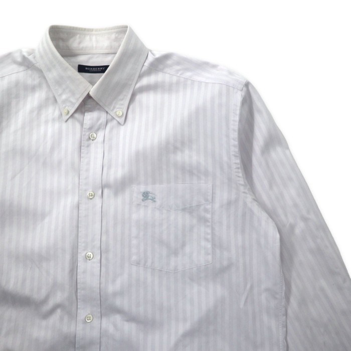 BURBERRY ボタンダウン ドレスシャツ L ホワイト ストライプ コットン ワンポイントロゴ刺繍 日本製 | Vintage.City 빈티지숍, 빈티지 코디 정보