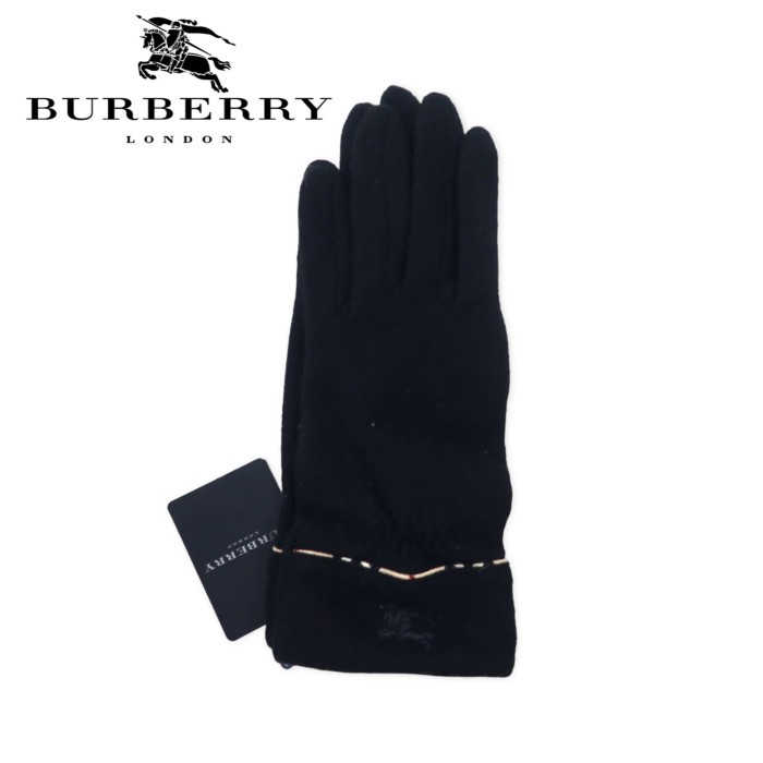 BURBERRY グローブ 手袋 ウール ブラック ワンポイントロゴ刺繍 日本製