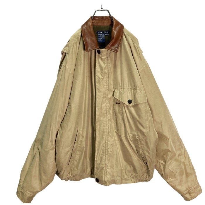 90s Nautica zip-up  leather switching jacket | Vintage.City 빈티지숍, 빈티지 코디 정보