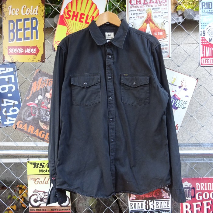 90s リー ウエスタンシャツ XL ブラック 長袖 胸ポケット フルボタン 黒 8826 | Vintage.City 古着屋、古着コーデ情報を発信