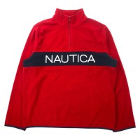 NAUTICA ハーフジップ フリースジャケット L レッド ネイビー ポリエステル ロゴ刺繍 | Vintage.City 古着屋、古着コーデ情報を発信