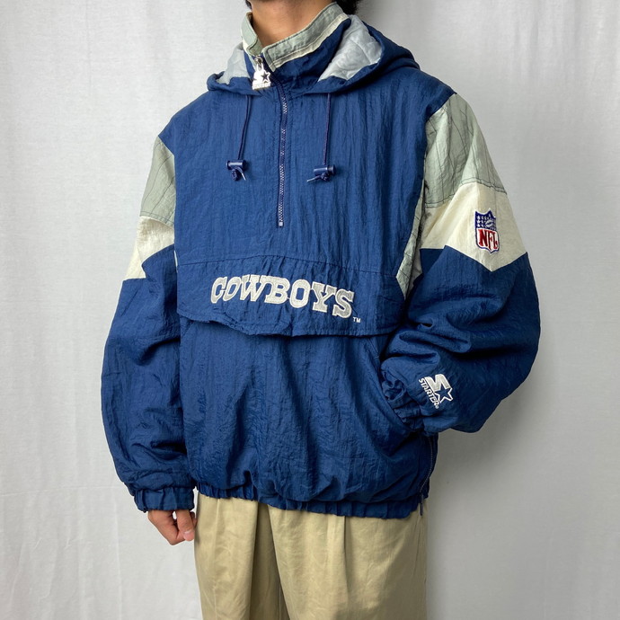 【大人気☆】90s NFL カウボーイズ 中綿入りナイロンジャケット 青 LFNBRアウター