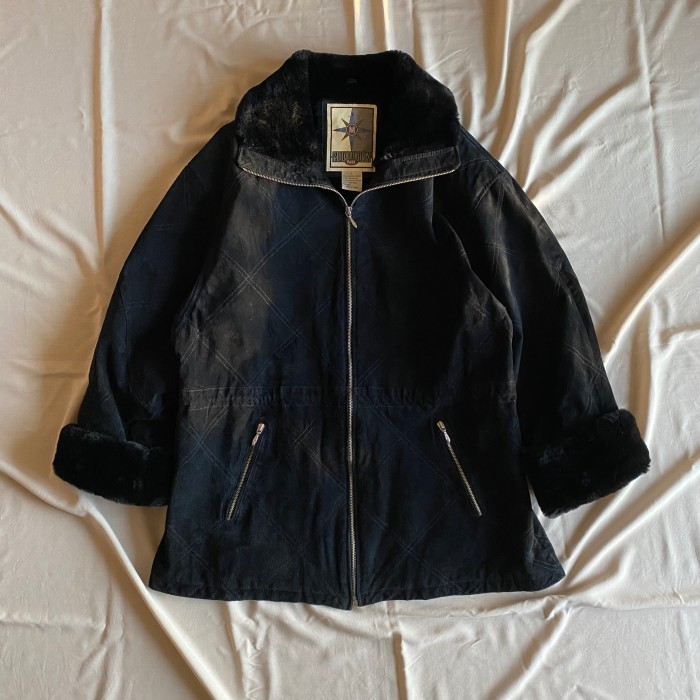 90's / leather zip up jacket with fur | Vintage.City