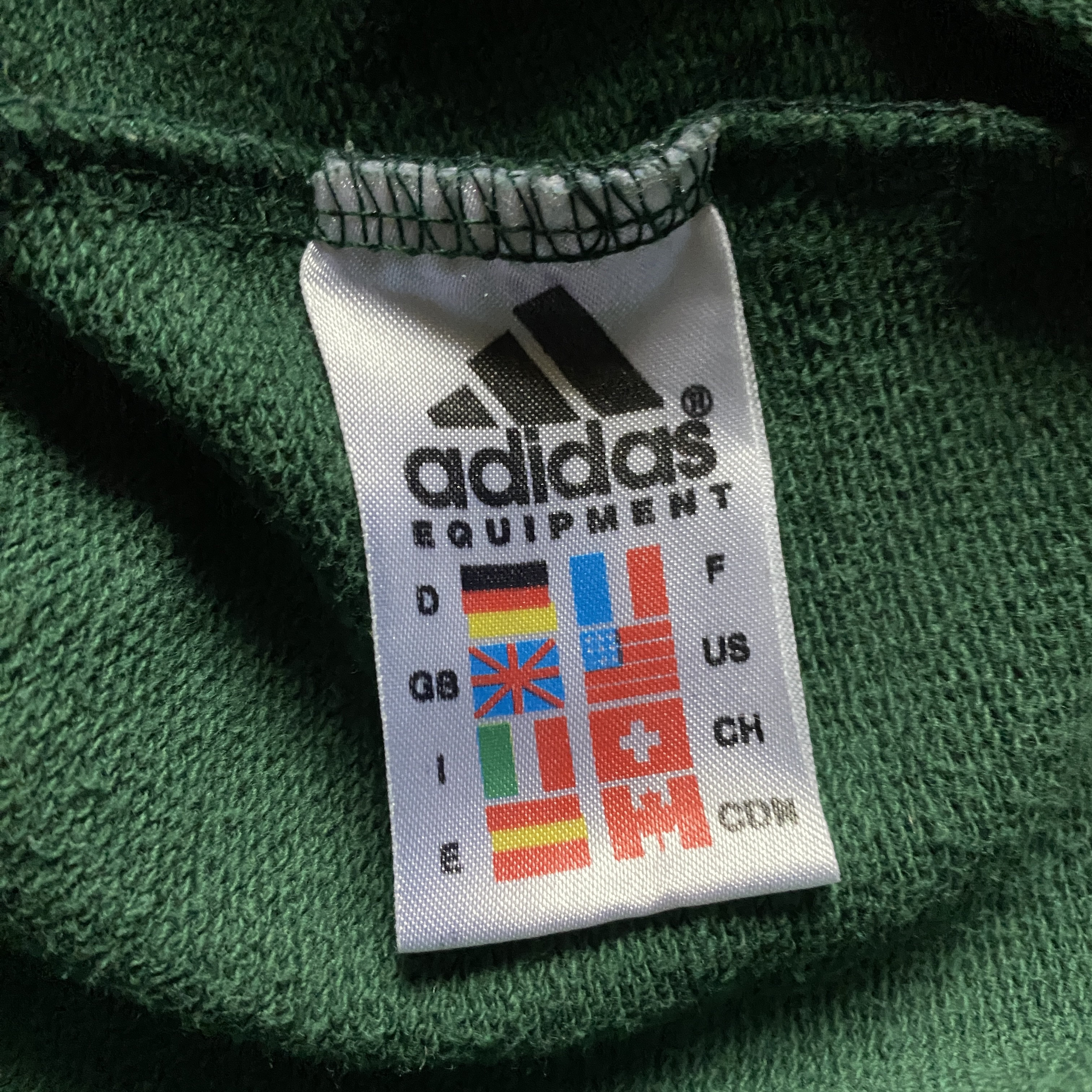 90's adidas アディダス 刺繍ワンポイントロゴ サイドライン グリーン