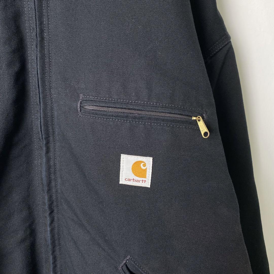 古着雑貨シャンヴルUSA製 Carhartt 企業ロゴ デトロイトジャケット 黒2XL S1311