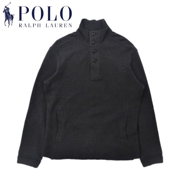 Polo by Ralph Lauren ハイネックスウェット M グレー コットン ハーフボタン | Vintage.City 古着屋、古着コーデ情報を発信