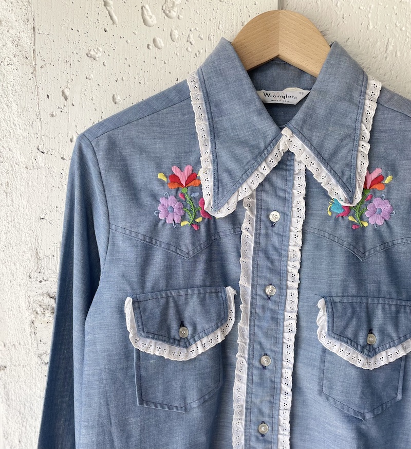 USA製 Wrangler 刺繍入り シャンブレーシャツ | Vintage.City