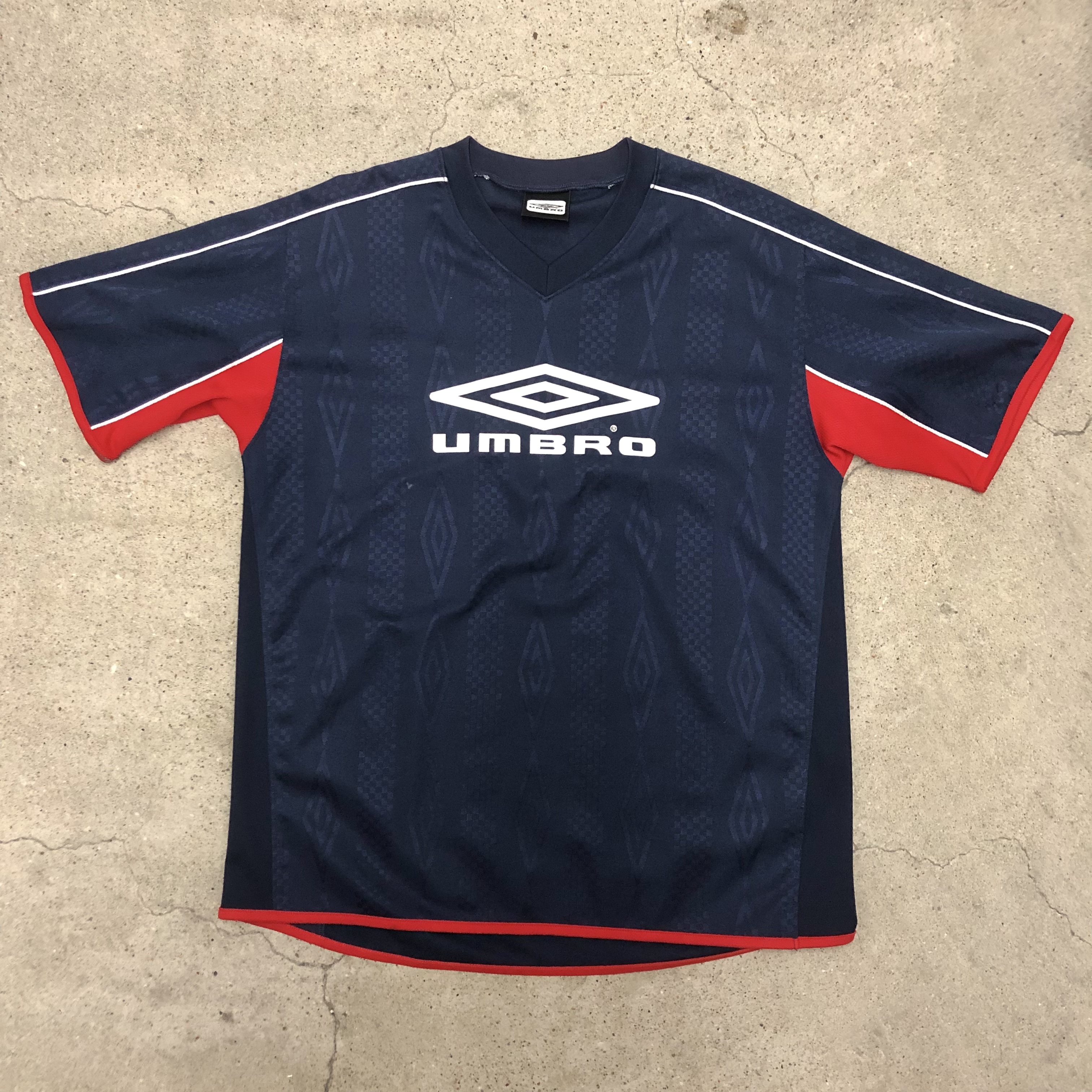 00s UMBROGame shirtM-Lゲームシャツエンブレムネイビーデサント社製T