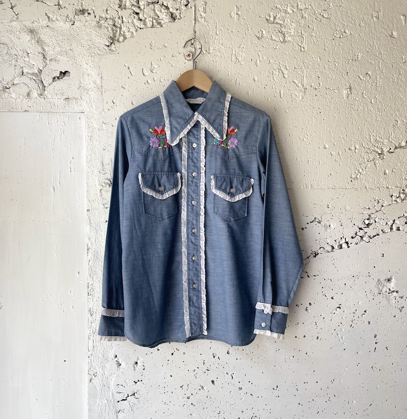 USA製 Wrangler 刺繍入り シャンブレーシャツ | Vintage.City