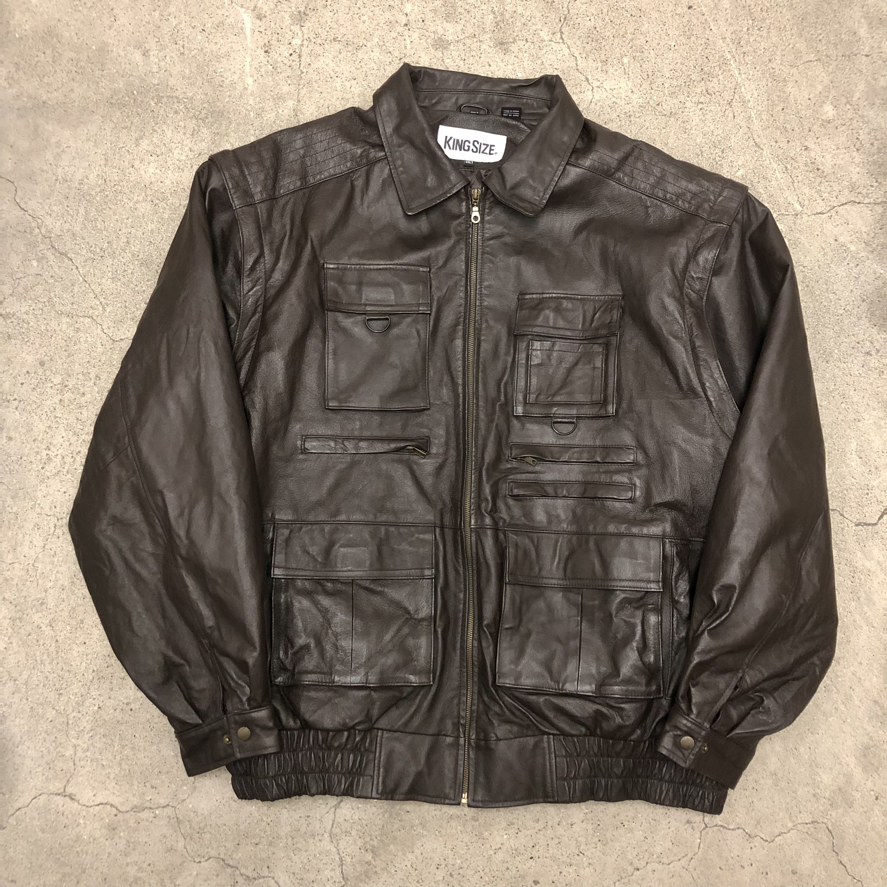 90s KINGSIZE/Leather jacket/3XL/レザージャケット/ブラック/袖