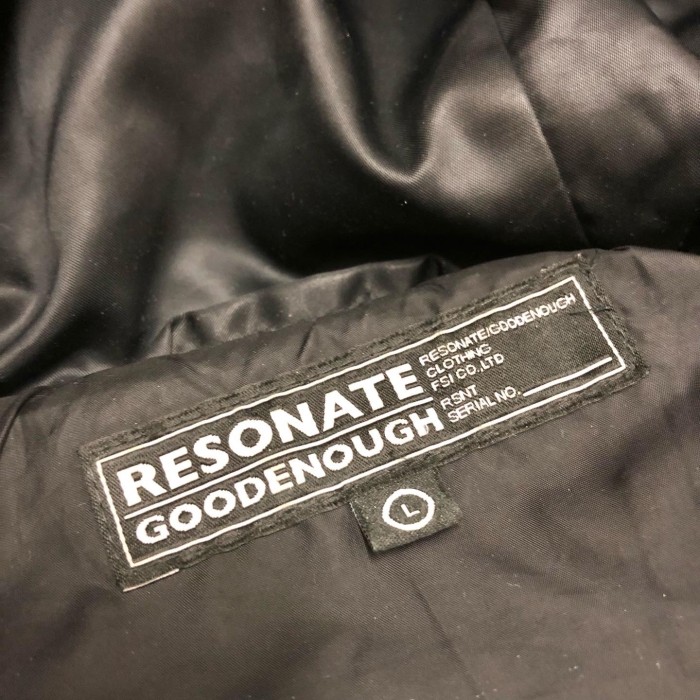 RESONATE GOODENOUGH/Down jacket/L/ダウンジャケット/ブラック/リゾ