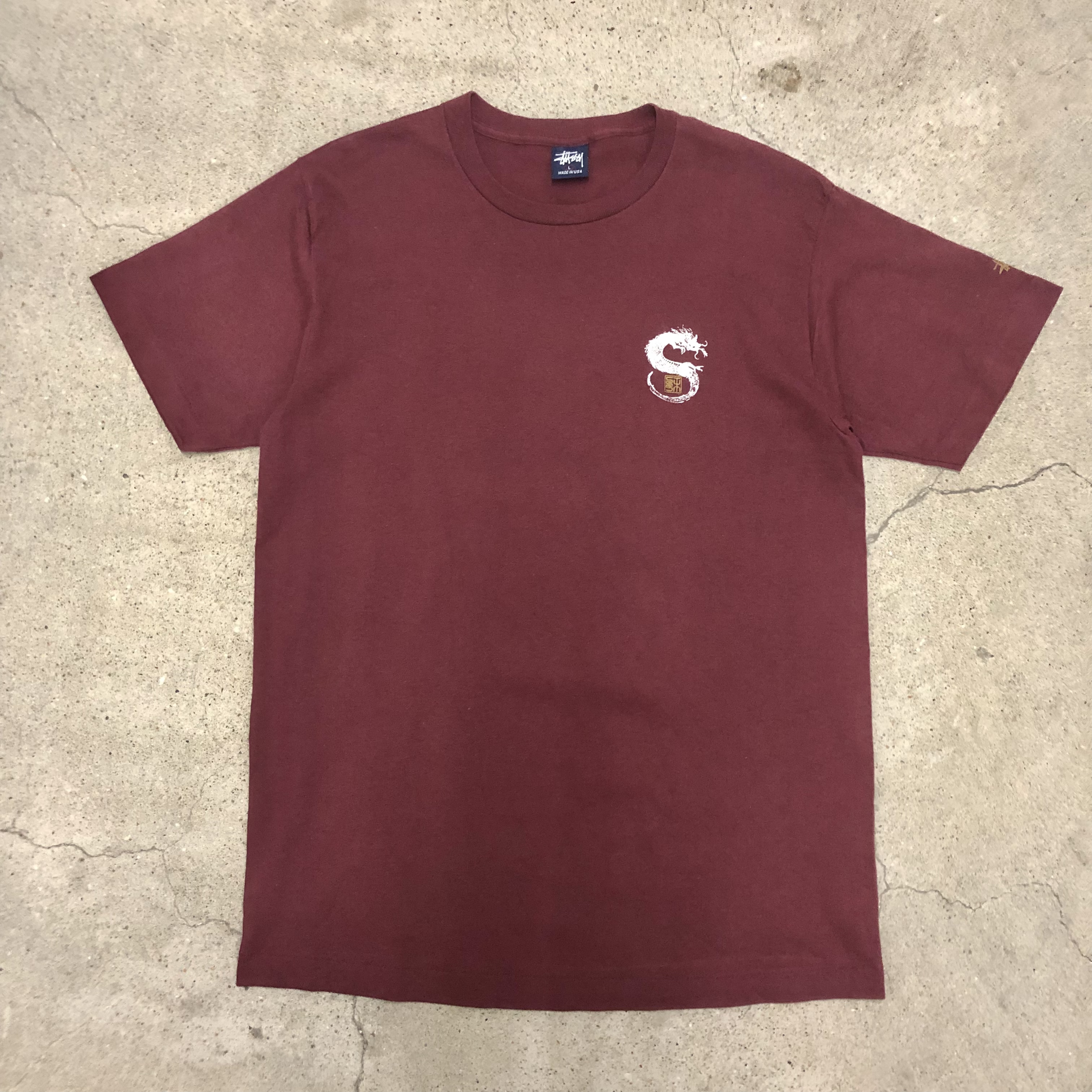 Tシャツ/カットソー(半袖/袖なし)(vintage)80-90s old stussy ドラゴン tシャツ 両面