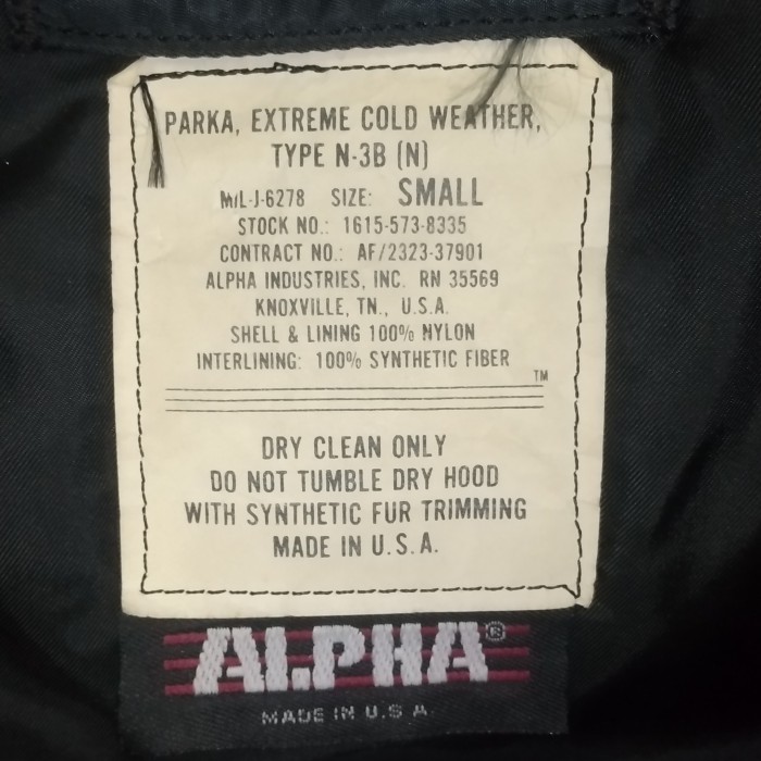 アルファ N-3B ブラック アメリカ製 | Vintage.City 古着屋、古着コーデ情報を発信