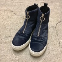CELINE/Zipped ankle Boots/40(25cm)/ジップアップアンクルブーツ/ハラコ/スニーカー/ネイビー/セリーヌ/イタリア製/中古 | Vintage.City 古着屋、古着コーデ情報を発信