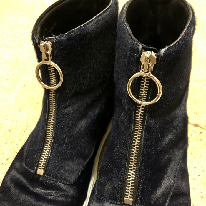 CELINE/Zipped ankle Boots/40(25cm)/ジップアップアンクルブーツ/ハラコ/スニーカー/ネイビー/セリーヌ/イタリア製/中古 | Vintage.City 빈티지숍, 빈티지 코디 정보