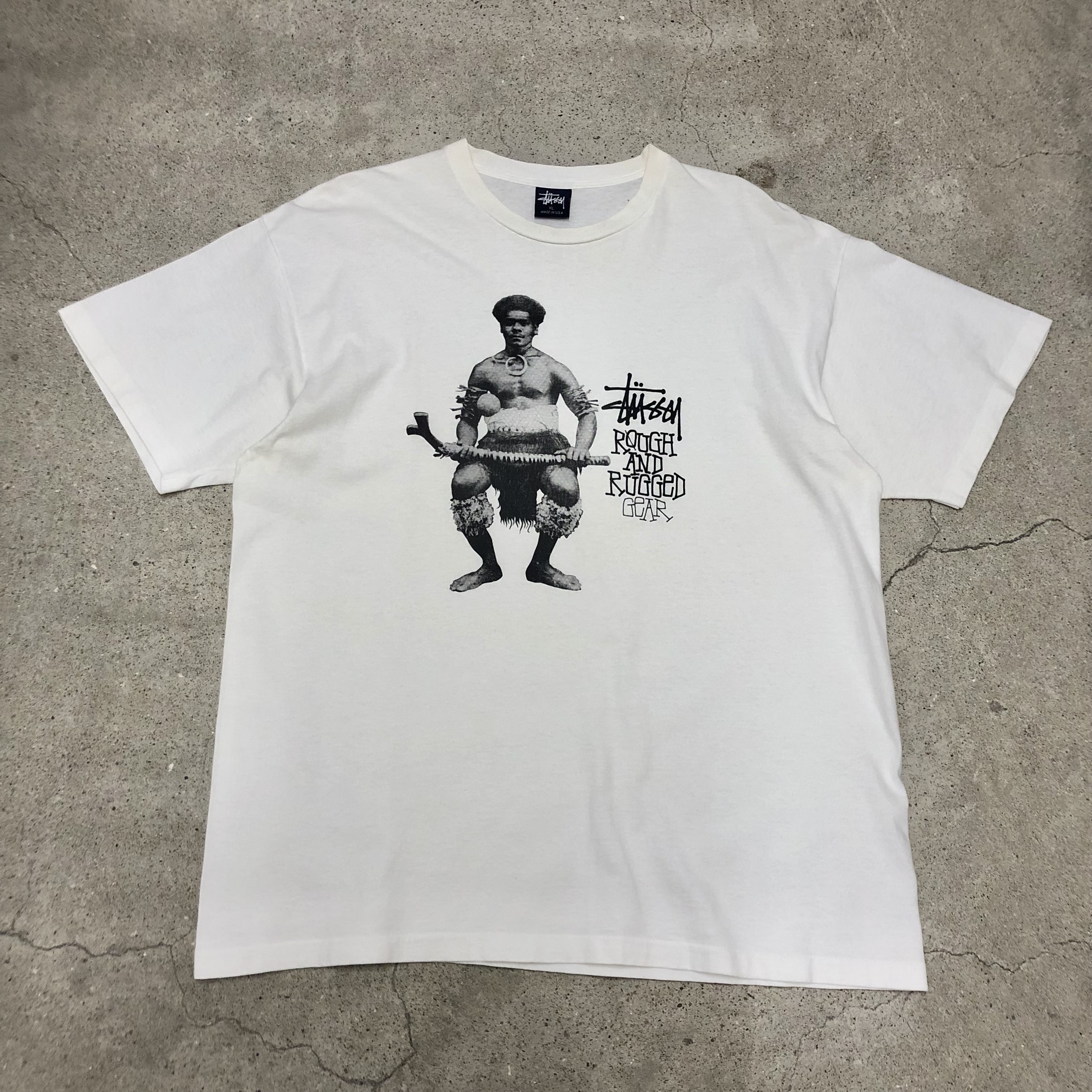 90s OLD STUSSY/ROUGH AND RUGGED GEAR ARCHIVES Tee/USA製/紺