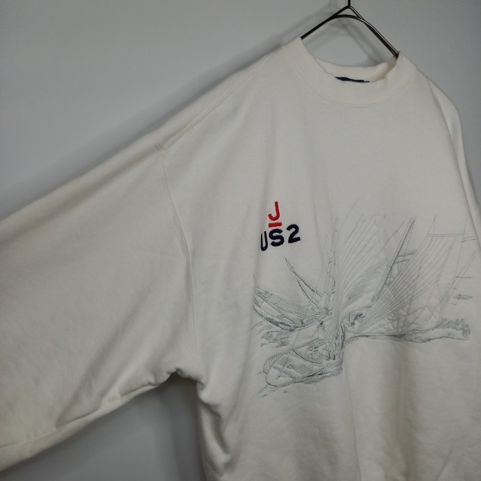 ノーティカ　クルーネック　スウェット　プルオーバー　トレーナー　刺繍　ホワイト　M | Vintage.City 古着屋、古着コーデ情報を発信