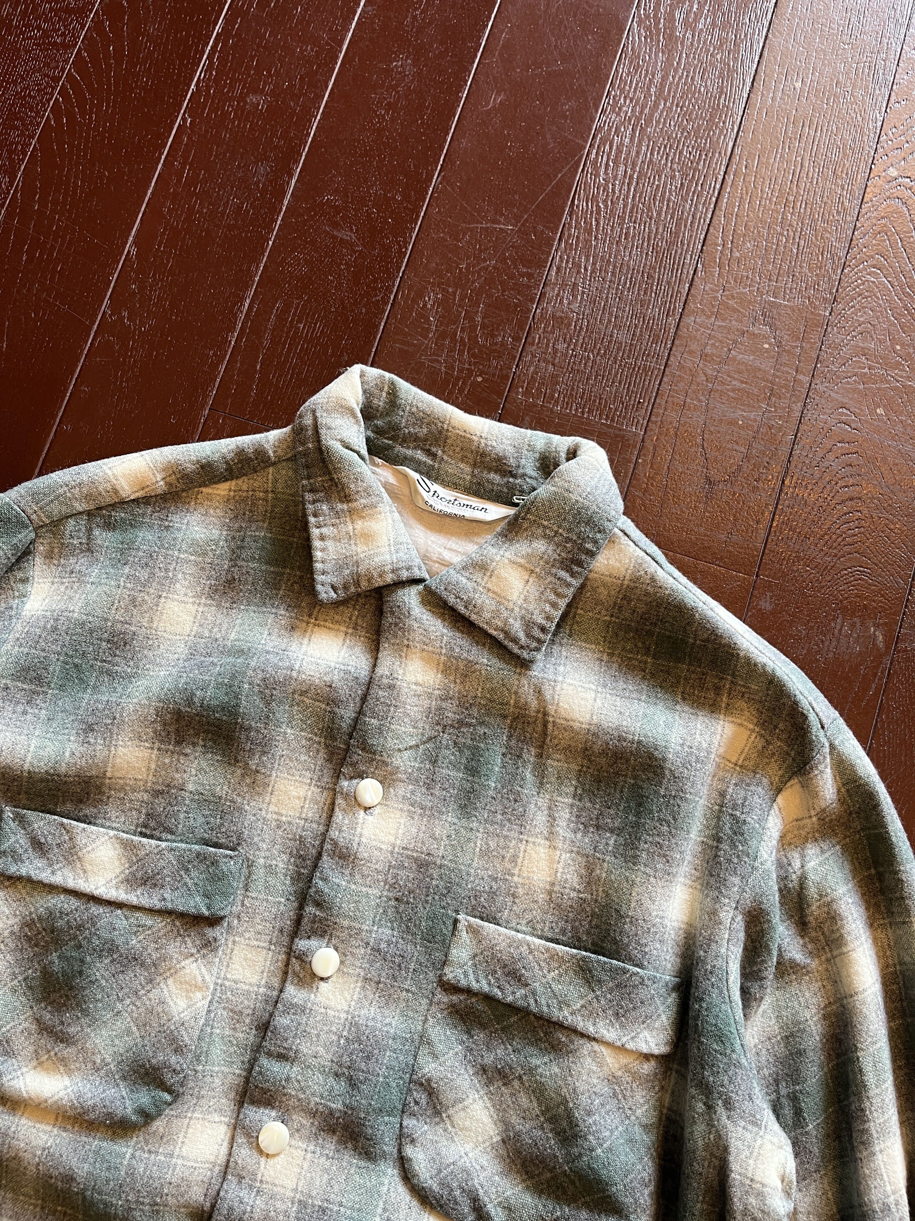 50's Sportsman Wool Flannel Check Shirt ウール チェック ネルシャツ ...