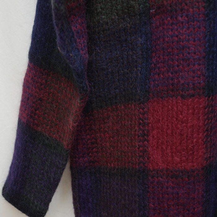 チェックのモヘア混ニットセーター(ダーク) | Vintage.City 古着屋、古着コーデ情報を発信