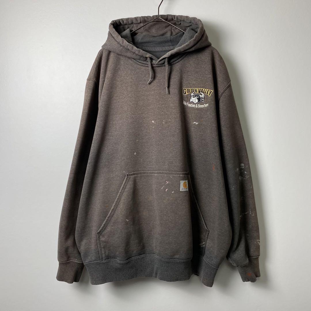 Carhartt 企業ロゴ ペンキ フェード 肉厚 パーカー XL S1811 | Vintage