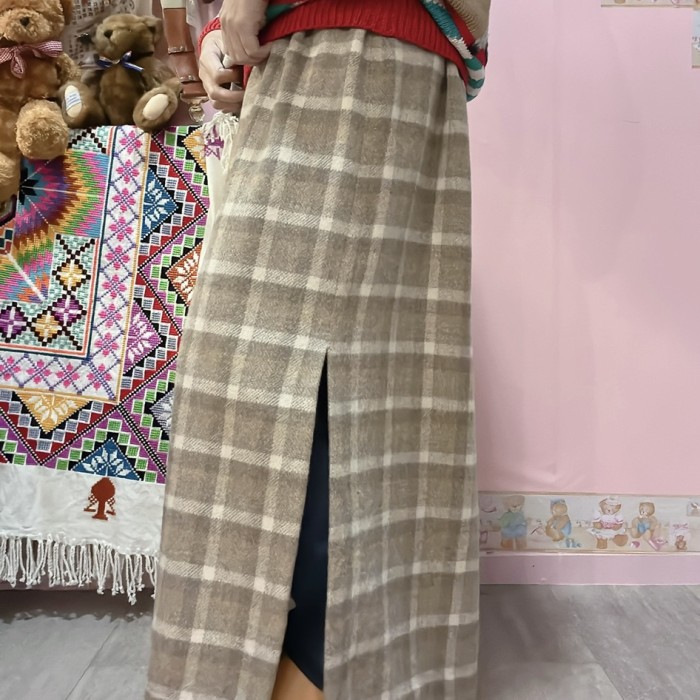 check pattern wool skirt | Vintage.City 古着屋、古着コーデ情報を発信