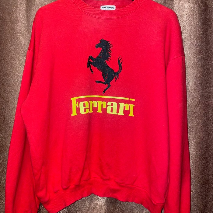 MADE IN ITALY製 Ferrari PROMOPRINT スウェットトレーナー レッド ONEサイズ | Vintage.City 古着屋、古着コーデ情報を発信