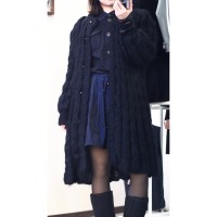 knit long cardigan / black #1473 ニットカーディガン ロング 黒 | Vintage.City 古着屋、古着コーデ情報を発信