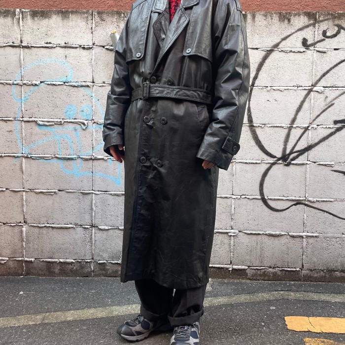 “ANTHONYS” Leather Long Trench Coat with Liner | Vintage.City 古着屋、古着コーデ情報を発信