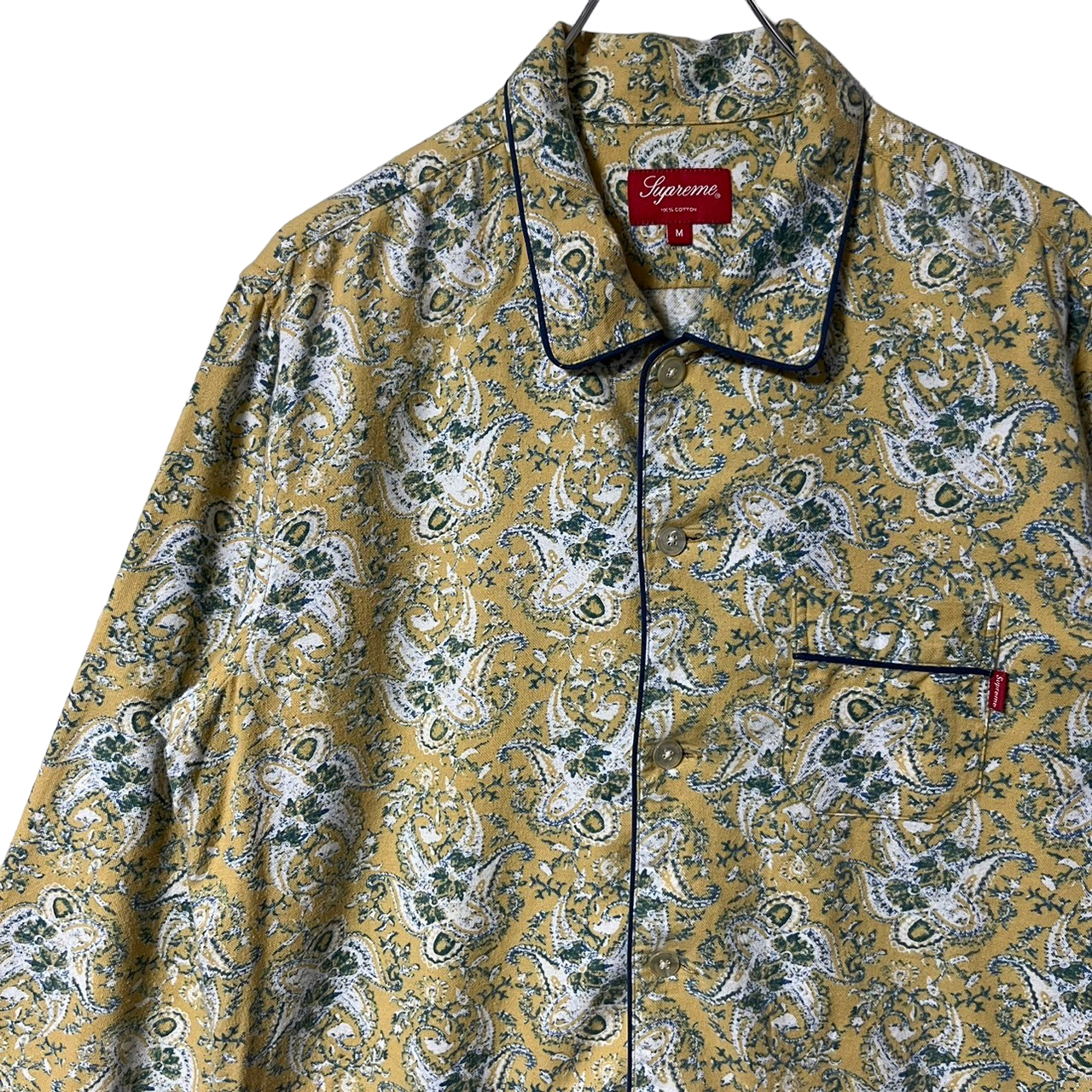 【純正格安】supreme シュプリーム パジャマシャツ 総柄 ペイズリー 刺繍ロゴ トップス