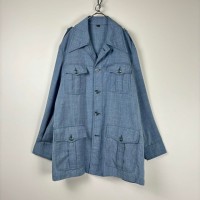 70s BURTON デカ襟 サファリシャツ くすみブルー L S2211 | Vintage.City 古着屋、古着コーデ情報を発信