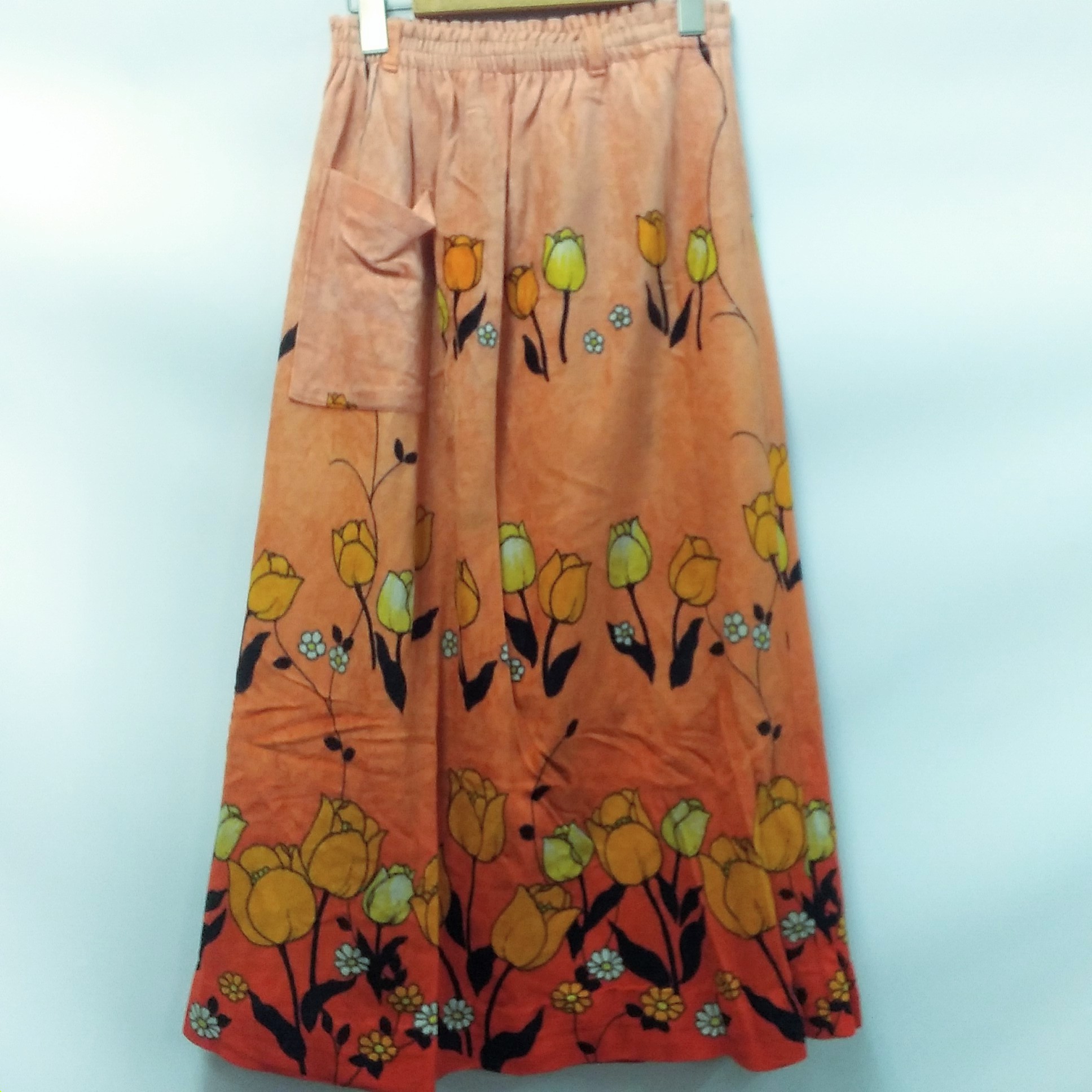 ビンテージ 80s レーヨン ロング スカート チューリップ 花柄  総柄