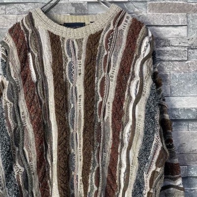 Beige earth multi color 3D knit | Vintage.City 古着屋、古着コーデ情報を発信
