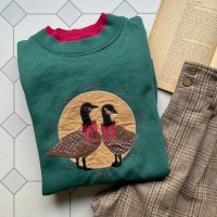 duck motif patchwork sweatshirts〈レトロ古着 ダック モチーフ パッチワーク スウェット 鳥 緑 ORVIS カナダ製 90年代 90s〉 | Vintage.City 古着屋、古着コーデ情報を発信