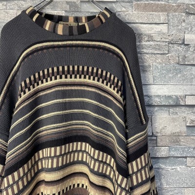 Border nuance loose silhouette design knit | Vintage.City 古着屋、古着コーデ情報を発信