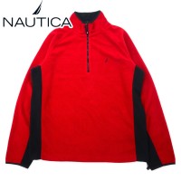 NAUTICA ハーフジップ フリースジャケット XL レッド ポリエステル ワンポイントロゴ刺繍 ビッグサイズ | Vintage.City 古着屋、古着コーデ情報を発信