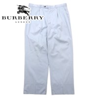 BURBERRY タック ワイドスラックスパンツ チノパンツ 91 ブルー コットン | Vintage.City 古着屋、古着コーデ情報を発信