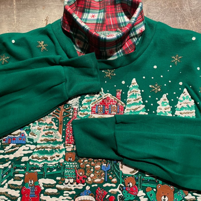 80-90s Nut Cracker 襟付き　スウェットシャツ　クリスマス　アニマル　デザイン　アメリカ製　C573 | Vintage.City 古着屋、古着コーデ情報を発信