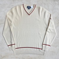 90’s old stussy V Neck Cotton Knit Sweater | Vintage.City 古着屋、古着コーデ情報を発信