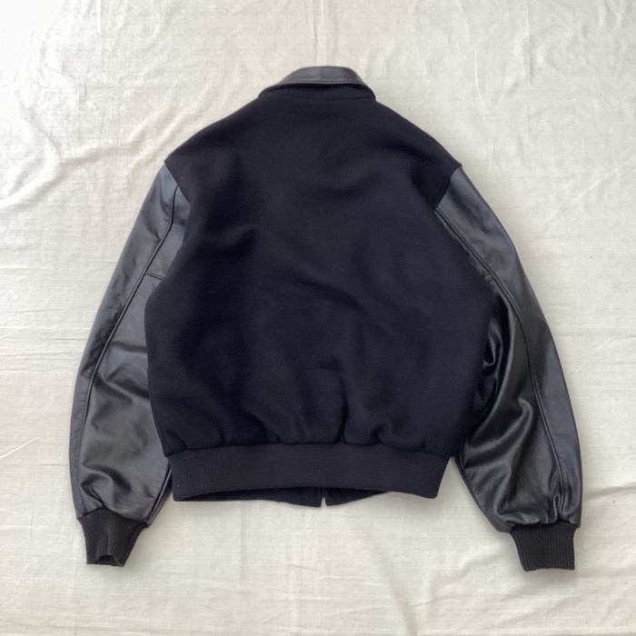 USA製 襟付きスタジャン レザージャケット ウールジャケット ブラック 